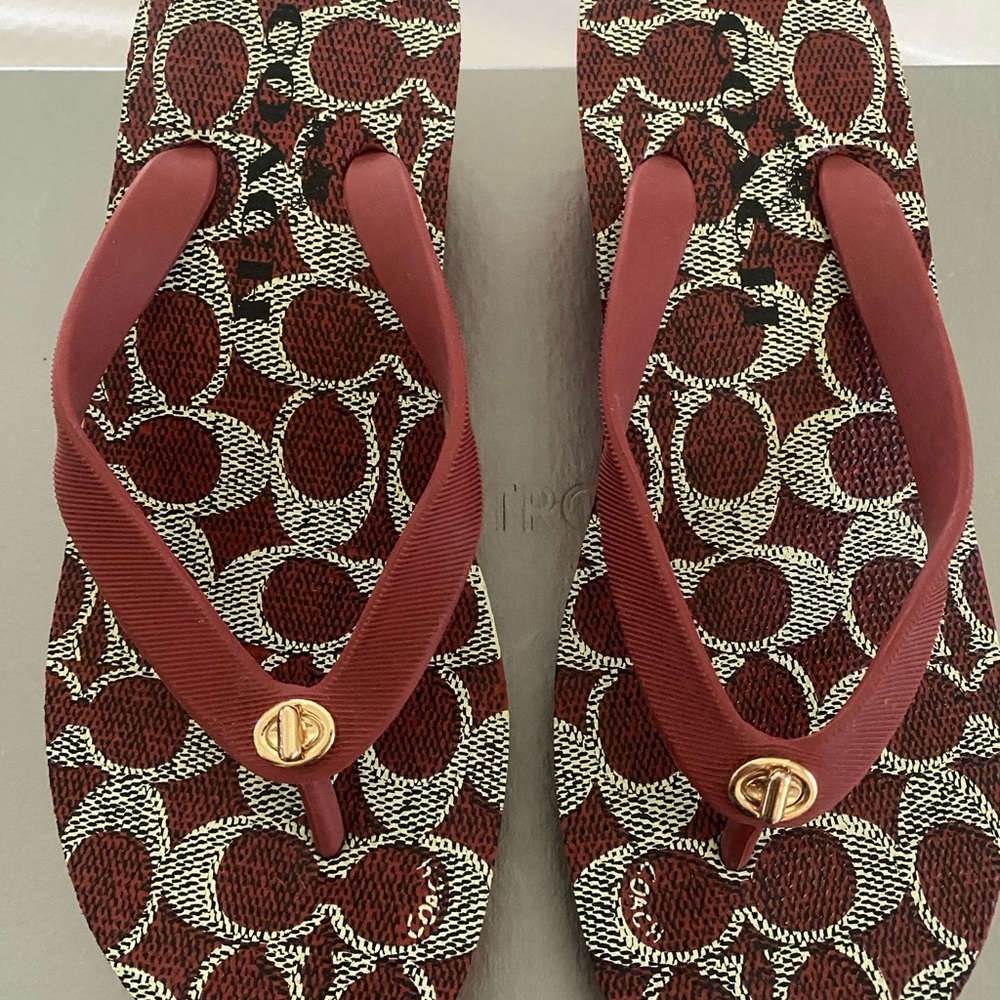 Coach Signature Pattern Red Sandals